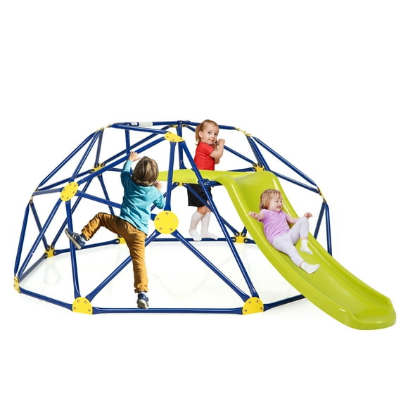 Gymax 8FT Climbing Dome w/ Slide Outdoor Kids Jungle Gym
