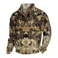 thumbnail image 2 of Men's Camo Print Stand Collar Sweatshirt, Spring Fall Outdoor Casual Button Front Pullover for Hiking, Sports,Brown,XL, 2 of 4
