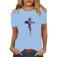 thumbnail image 2 of successthop 4th of July Clothes Women Red Blue White Plus Size Crewneck T Shirt Casual Shirts Short Sleeve Tops Blue 3XL, 2 of 8