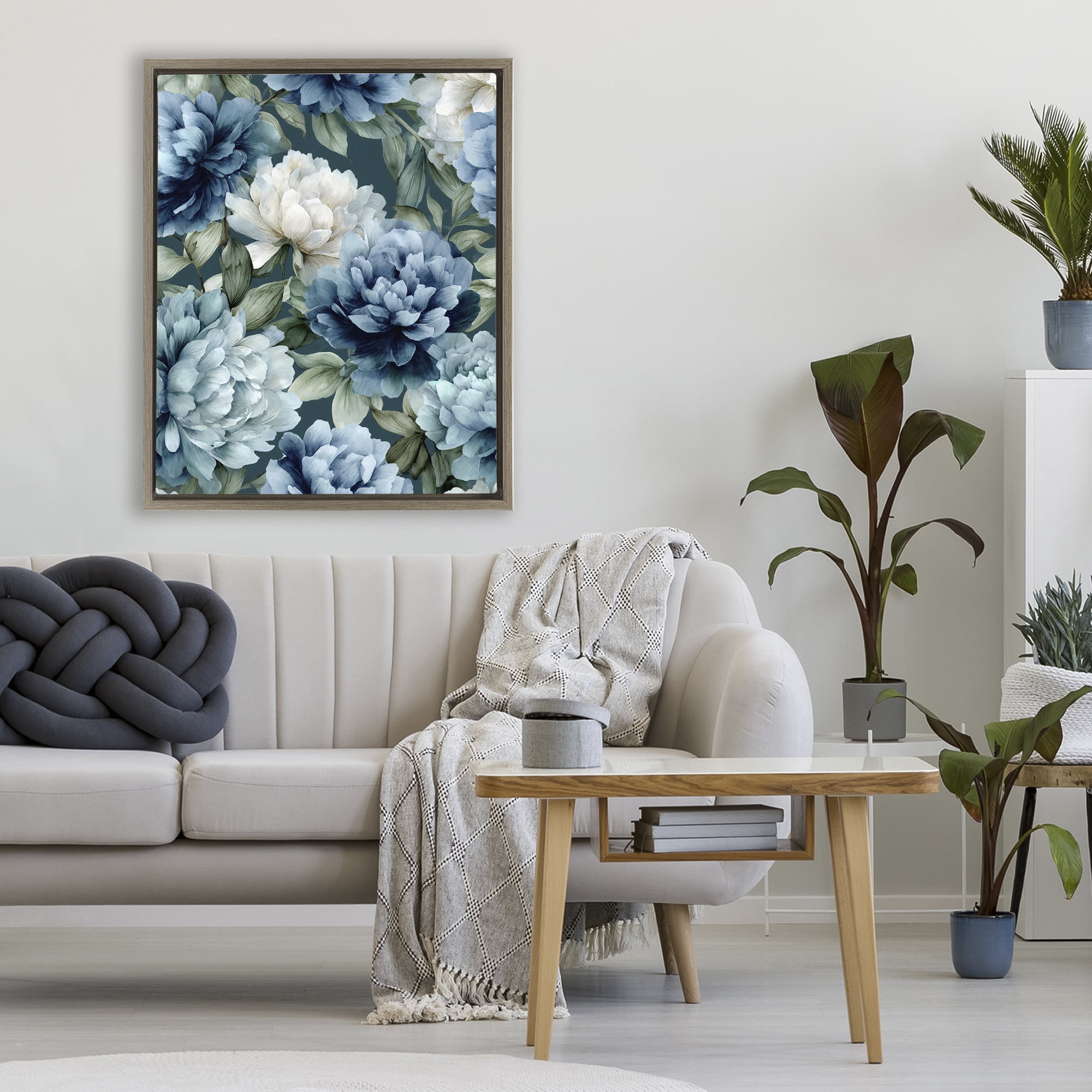 Stupell Industries Blooms On The Vine Brown Framed Floater Canvas Wall Art, design by Franklyn Gregory