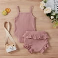 thumbnail image 3 of Yutk Newborn infant Girl Sleeveless Romper Bodysuit with Ruffles Shorts Outfits Pink, 3 of 9