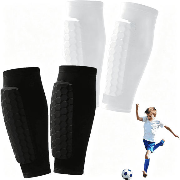 BESTSKY 2 Pairs Soccer Shin Guards for Kids Youth Adult,Shin Guards Soccer Calf Compression Sleeve with Honeycomb Pads,Lightweight Shin Protector Support for Baseball -Boys Girls Protective Gear