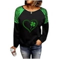 thumbnail image 5 of Diufon Womens St. Patrick's Day Shirts Funny Shamrock Graphic Printed Sequins Sparkling Sleeve Casual Tee Tops, 5 of 9