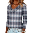 thumbnail image 3 of Ladies' plaid printed casual and fashionable long sleeved pullover top, 3 of 4