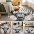 thumbnail image 5 of Small Round Rug 3Ft Washable Non-Slip, Black Cow Floral Circle Area Rugs for Living Room Bedroom, Black Buffalo Plaid Farmhouse Animals Indoor Floor Mats Carpet Runner for Home Decor, 5 of 8