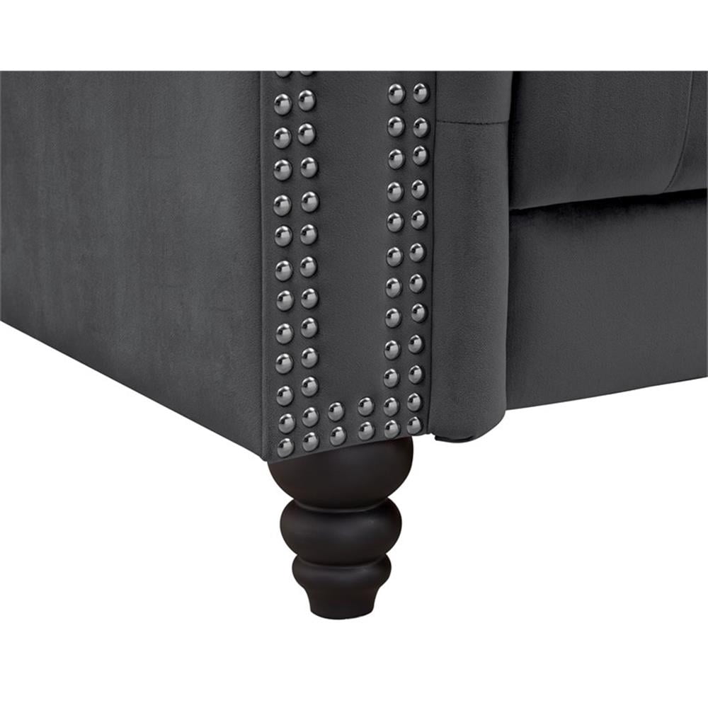 RN Furnishings Chesterfield  68" Button Tufted Velvet Fabric Loveseat-Gray
