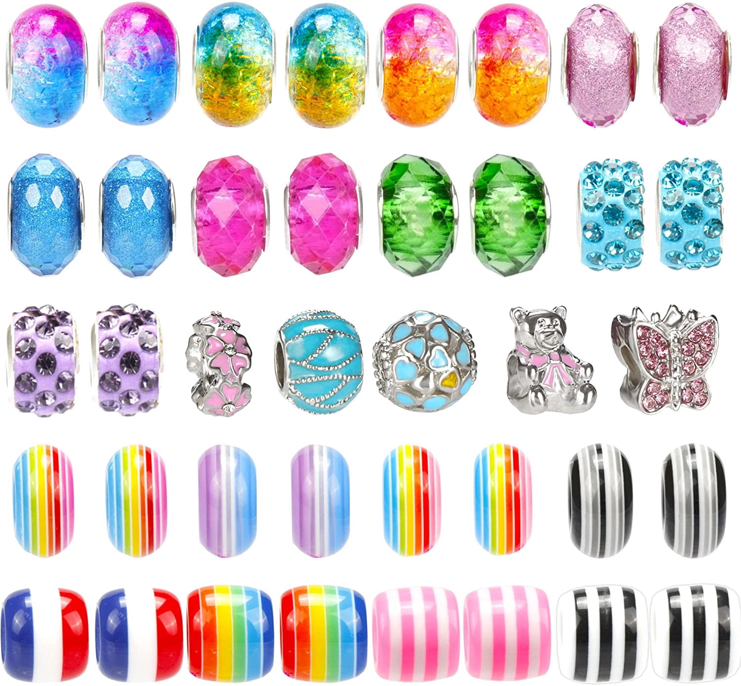 130 Pieces Charm Bracelet Making Kit Including Jewelry Beads Snake Chain, DIY Craft for Girls, Jewelry Christmas Gift Set for Arts and Crafts for Kids Ages 8-12