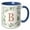 Blue/White, variant on 3drose, Monogram Initial Letter B in Gold Framed in Leaves and a Gold Square., 11oz Two-tone Red Mug