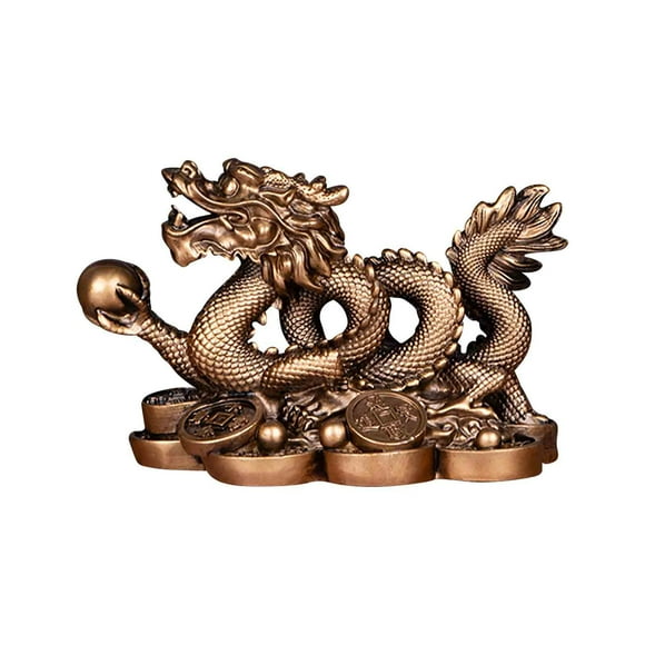Cyber_Monday Deals! Byikun Feng Shui Statue Chinese Figurines New Year Sculpture 2024 Year Of The Figurine Ornament Attract Wealth And GoodLuck For Office Home