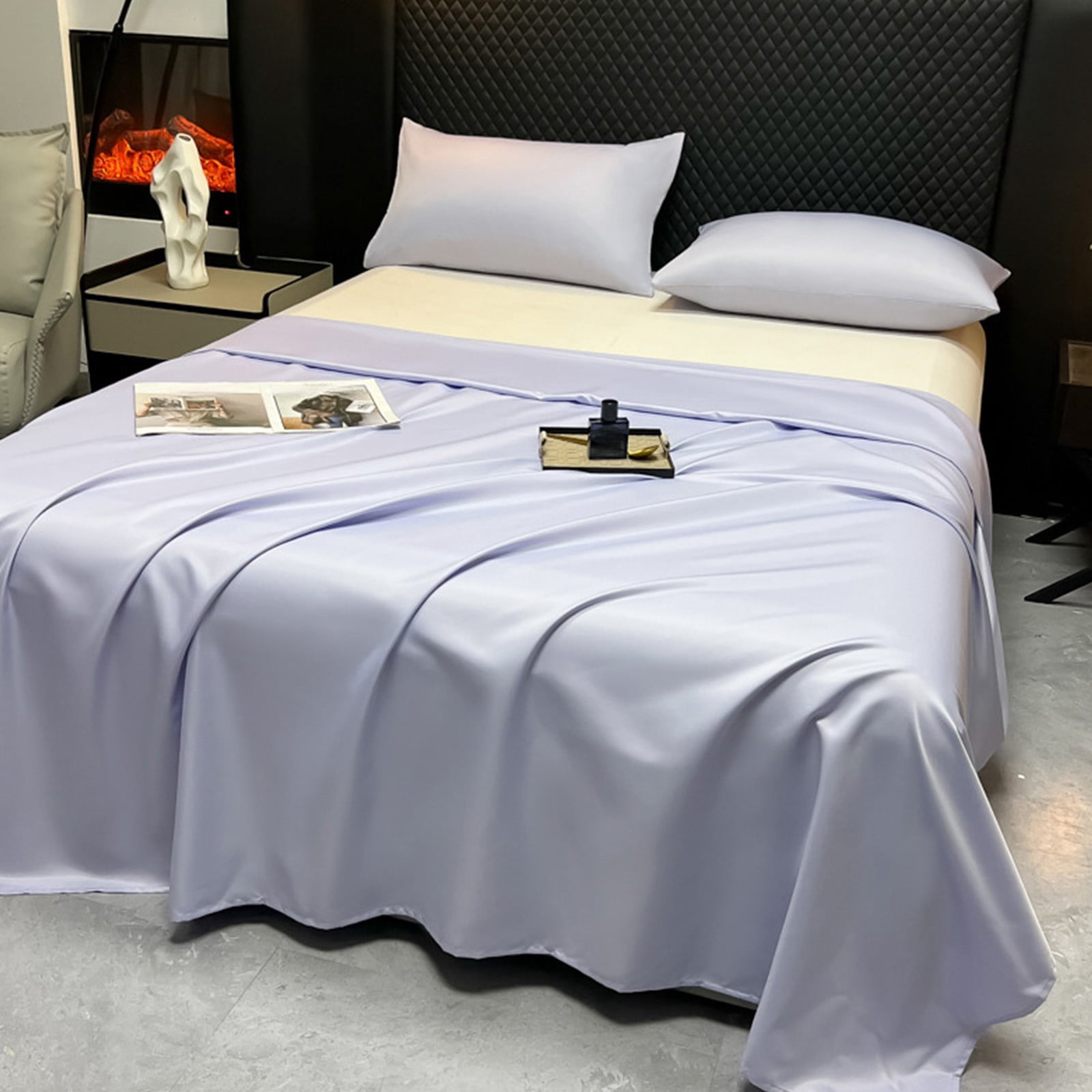 Xuniizn Queen Sheet Set, 79x91" Silky Cooling Sheets Queen, Extra Soft 1800 Microfiber Bamboo Sheets, Solid Color Bed Sheet, Hotel Luxury Smooth Satin Bedding Sheet for Hot Sleepers