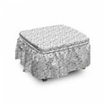 thumbnail image 1 of Tribal Ottoman Cover, Rustic Arrows, 2 Piece Slipcover Set with Ruffle Skirt for Square Round Cube Footstool Decorative Home Accent, Standard Size, Black and White, by Ambesonne, 1 of 5