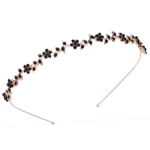 XmhyTop-A 1PC Bridal Headband Gold Black Elegant Rhinestone Wedding Birthday Hair Accessory for Brides