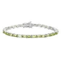 Natural Peridot Tennis Bracelet Sterling Silver 8.68 Carats August Birthstone Jewelry Gift For Her