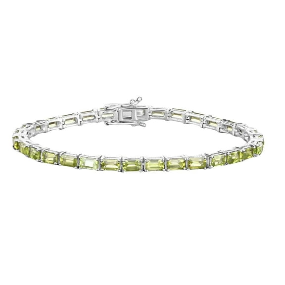 Natural Peridot Tennis Bracelet Sterling Silver 8.68 Carats August Birthstone Jewelry Gift For Her