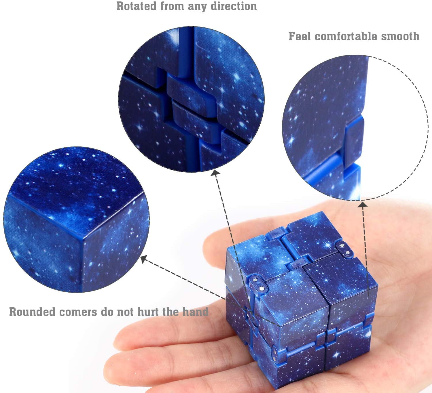 Infinity Cube Antistress – Mini 8x4x2 Cm, Aluminium/plastique, Argent, Pour Adultes Et Enfants, ADD, Anxiété