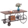 thumbnail image 1 of Vintiquewise Industrial Wagon Style Coffee Table with Magazine Holder, Large Wooden End Table, Rustic, 1 of 7