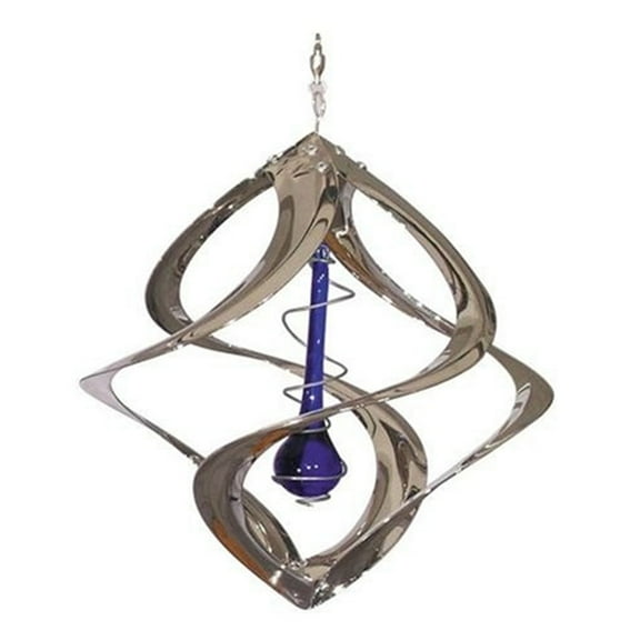 Red Carpet Studios 31072 Indoor/Outdoor 3-Dimensonal Garden Decor Small Cosmix Wind Spinner, 11-Inch, Chrome - Teardrop