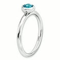 thumbnail image 3 of Sterling Silver Stackable Expressions Low 5mm Round Blue Topaz Ring Size 7, 3 of 3