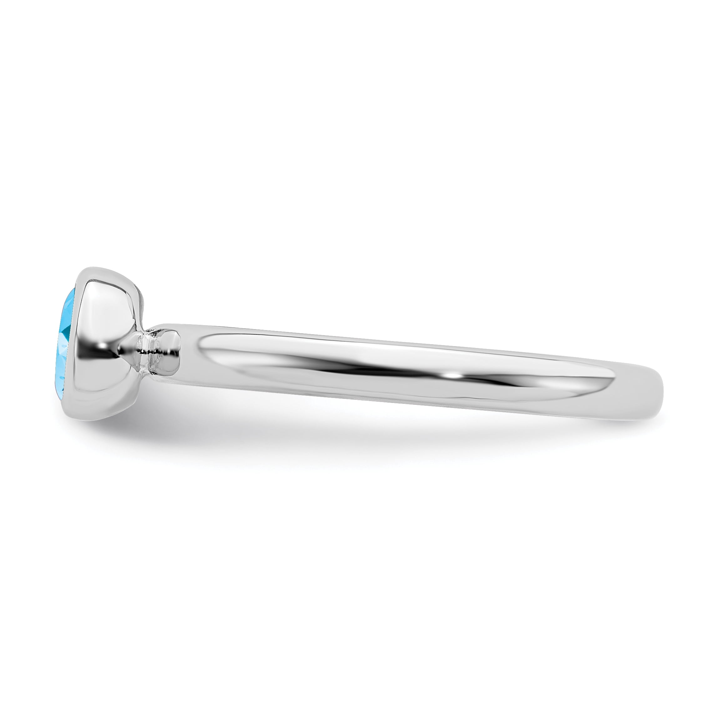 Sterling Silver Low 5mm Round Blue Topaz Ring