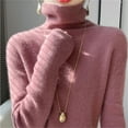 thumbnail image 6 of 2025 Spring Sweater Watermelon Red Sweater Long Sleeves Turtleneck Womens Sweater Solid Color Lightweight Sweater Men's Hoodie(M), 6 of 7
