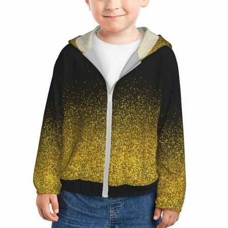 

Lukts Gold Glitter Gradient Print Children s Long-Sleeved Sun Protection Clothing Hooded Sweatshirts for Boys and Girls Outdoor Sports-2 Years