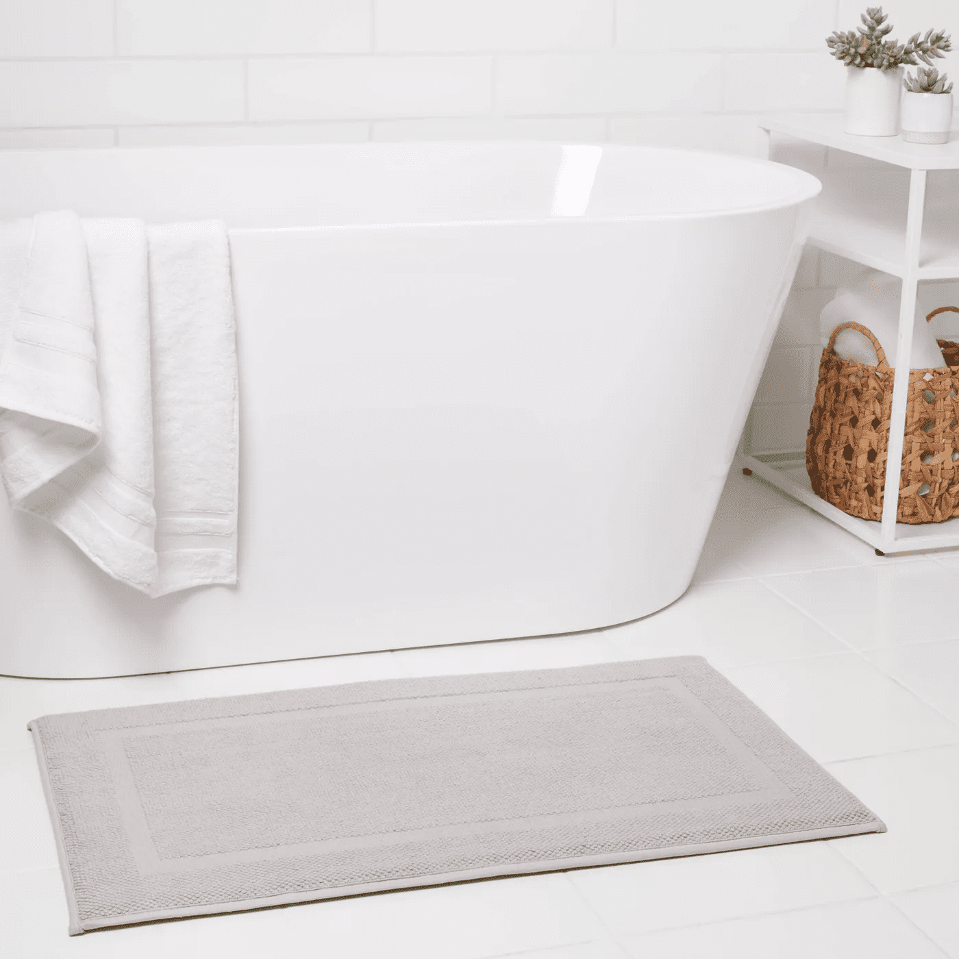 20x34 Performance Cotton Reversible Bath Rug Aqua - Threshold