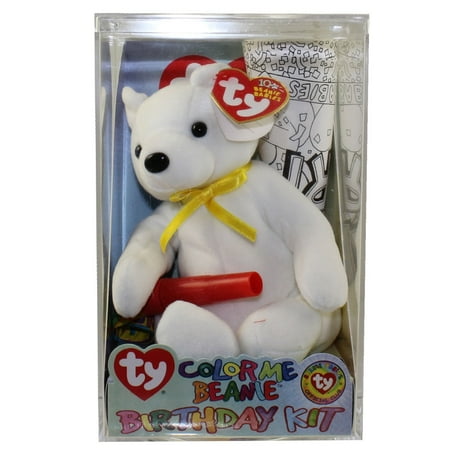 TY Beanie Baby - COLOR ME BEANIE **THE SMALL BEAR** (Complete Kit) (7.5 inch)
