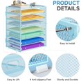 thumbnail image 3 of 2 Pack 8 Tier Paper Organizer with Handle, Metal Mesh Desk File Organizer, Large Capacity Desk Organizers Paper Letter Tray Desktop Document Sorter for Office, Home or School - Blue, 3 of 13