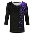 thumbnail image 5 of Craaazy Shirts For Women Christmas Printed Round Neck 3/4 Sleeve T-shirt Loose Top Long Sleeved Round Neck Top Gifts For Women, 5 of 5