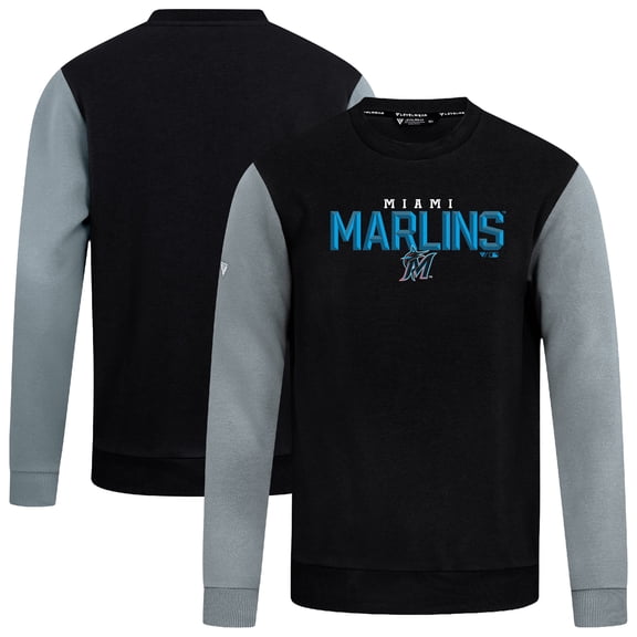 Men's Levelwear Black Miami Marlins Throwback Ultimate Carve Sweatshirt