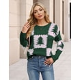 thumbnail image 2 of Sweaters for Women Color Block and Christmas Tree Printed Pullover Sweaters Crew Neck Warm Knit Sweater Shermie, 2 of 9