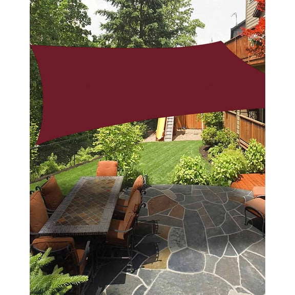 Solid Color Waterproof Sun Shade Sail Wine Red Outdoor Patio Sun Shades Canopy UV Block Waterproof Sunshade for Garden Backyard Deck Pergola 14x18 Ft