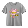 thumbnail image 2 of Piuwrlz Girl Graphic Shirts Tops Girls Short T-Shirts Sleeve Cotton Pullover Gray Size 7 Years, 2 of 10