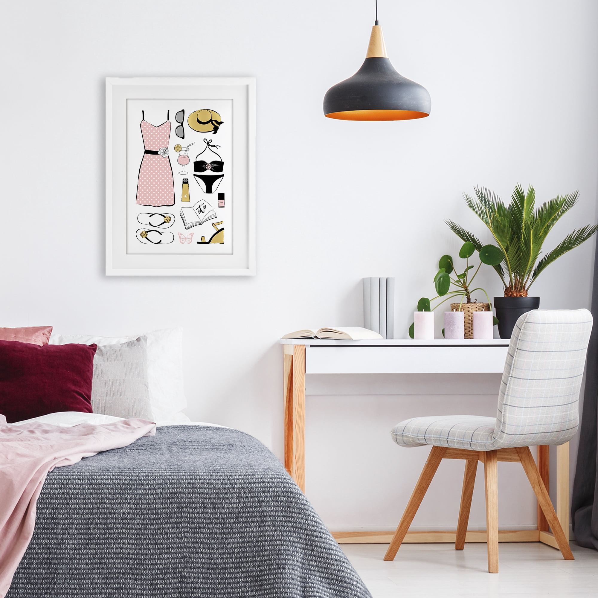 Stupell Industries Summer Vibes Necessities White Framed Print Under Glass, design by Martina Pavlova