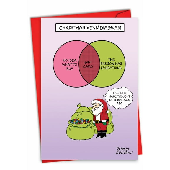 1 Funny Christmas Card with Envelope - Venn Diagram C3396XSG