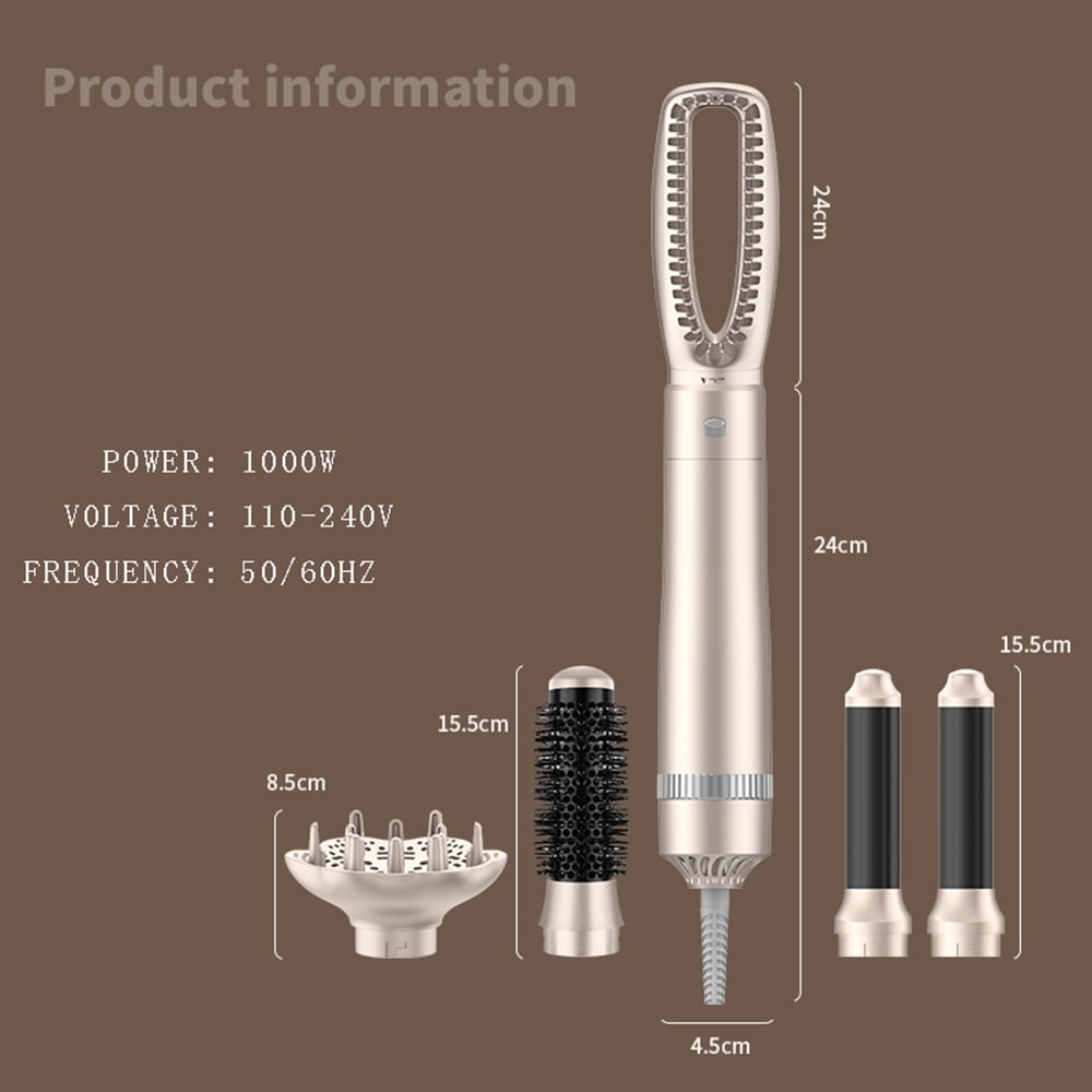 Blow Dryer Brush ABS CrazyDeer Negative Ion Detachable 1200W Gold Color Electric Hair Dryer Brush
