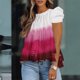 thumbnail image 2 of Blusa para mujer Moda Corbata con volantes Camisas de cuello alto Puff plisado fluido Camiseta de manga corta Túnica Tops de verano Pompotops hfajkhk129434, 2 of 4