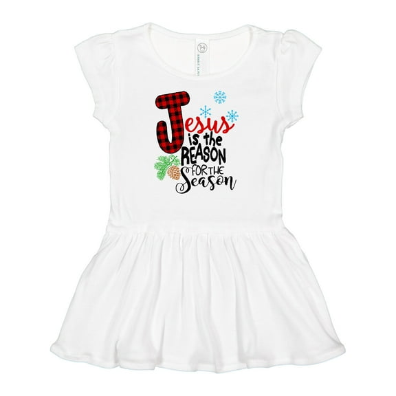 Inktastic Jesus is the Reason for the Season Pinecone and Snowflakes Girls Baby Dress
