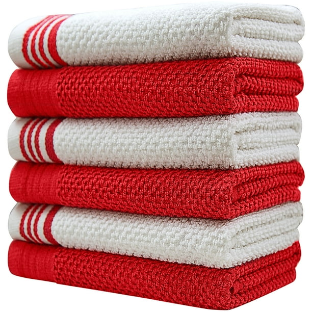 Premium Kitchen Towels (16”x 28”, 6 Pack) Large Cotton Kitchen Hand