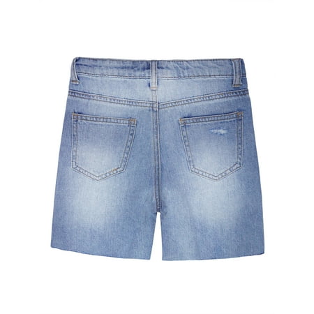 

KIDSCOOL SPACE Little Girls Boys Jeans Shorts Ripped Frayed Cut Hem Cute Summer Denim Pants Light Blue 4-5 Years