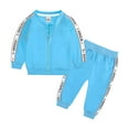 thumbnail image 3 of Futezty Toddler Boys Girls Clothes Fall Winter Outfit Sets, Baby Outfits Long Sleeve Round Neck Stripe Elastic Waist 6M 1T 2T 3T 4T 5T 2Pcs Set Everyday Boys Long Sleeved Zipper Jacket Suit, 3 of 5