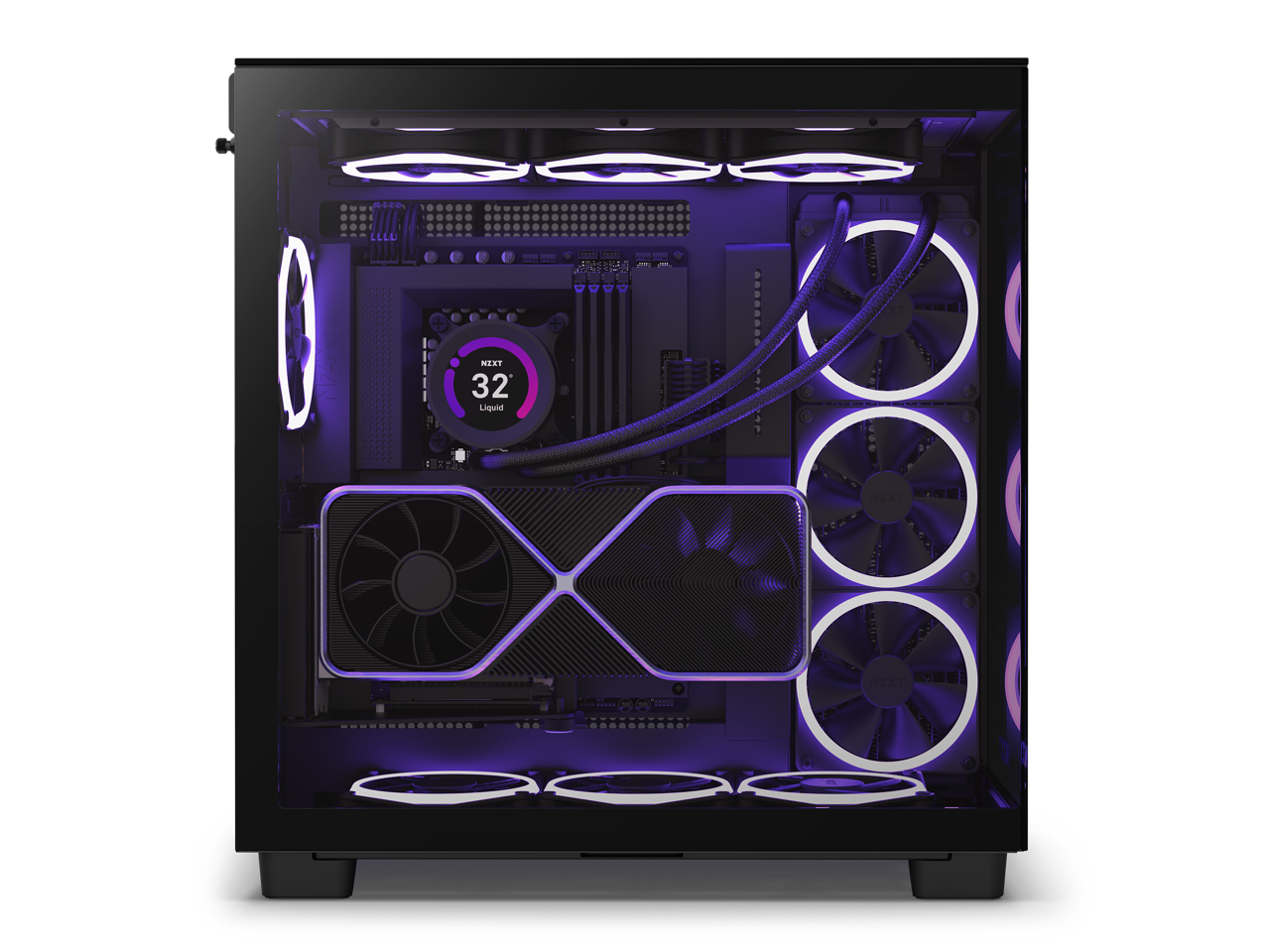 NZXT H9 Elite - All Black - CM-H91EB-01 - Premium Dual-Chamber - Mid-Tower - RGB Fans - Case - image 3 of 19
