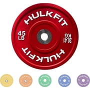 HulkFit Sport Series 2" Olympic Shock Absorbing Rubber Bumper Weight Plates for Barbells - Multi Color 45 lb Single
