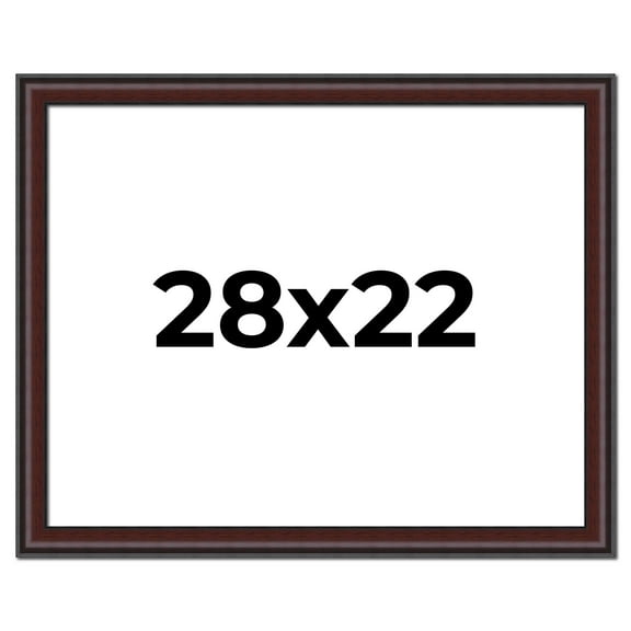 28x22 Frame Brown Round Mahogany Solid Wood Picture Frame | 1.625 Inch Moulding Width | with UV
