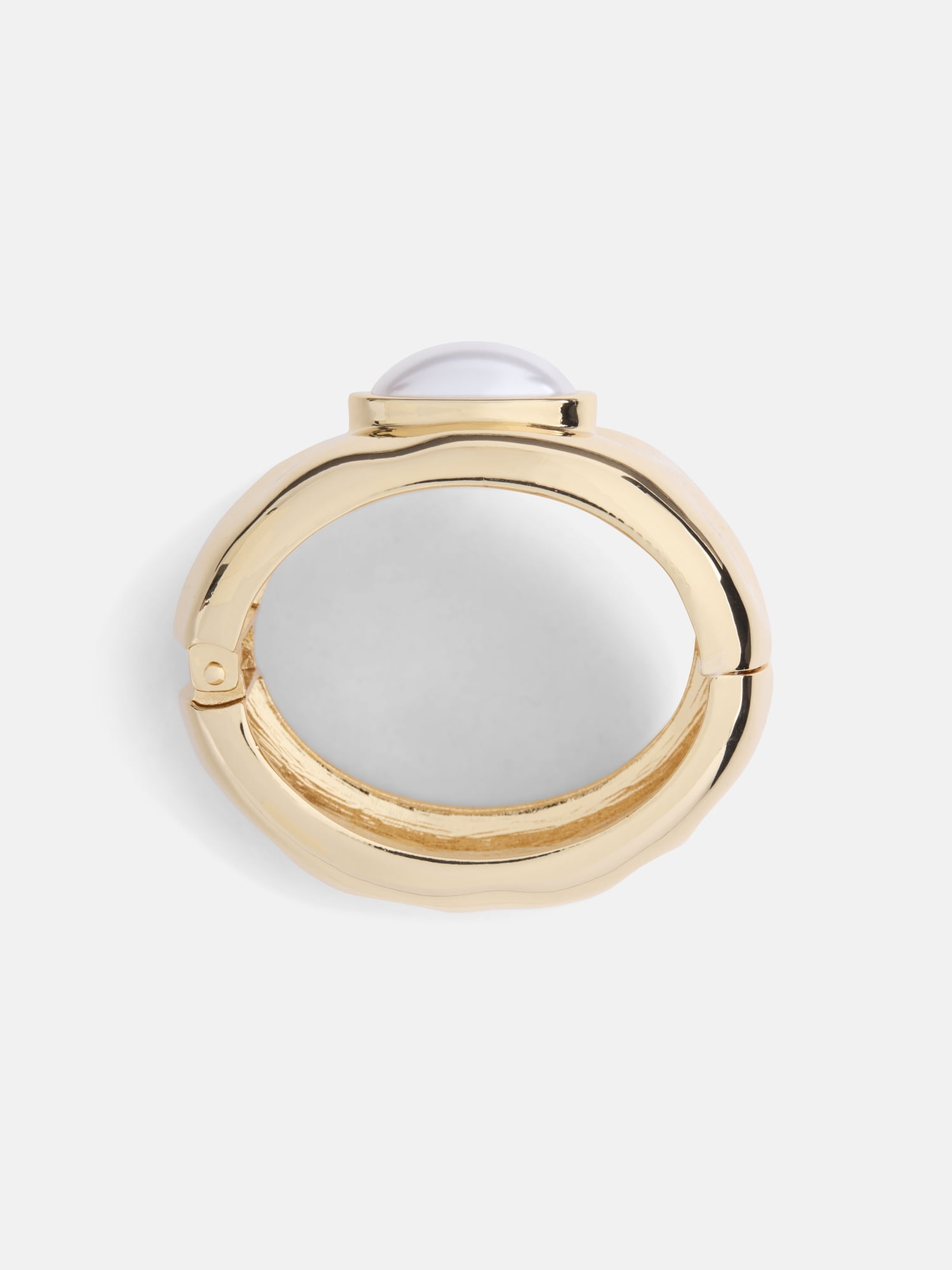 Scoop Faux Pearl Bezel Cuff Bracelet, Gold-Tone