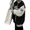 thumbnail image 4 of Franhais Women Oversized Baseball Jackets, Classic Letter Embroidery Long Sleeve Bomber Jackets, 4 of 9