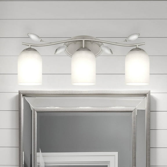 Luxury Glam Bath Light, Medium Size: 9.25''H x 24''W, with English Country Style Elements, Brushed Nickel Finish, UQL5941 from the Hadley Collection by Urban Ambiance