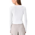 thumbnail image 6 of KelaJuan Women's Ribbed Knit Tops, Long Sleeve Round Neck Hollow Out Solid Color T-Shirts, 6 of 6