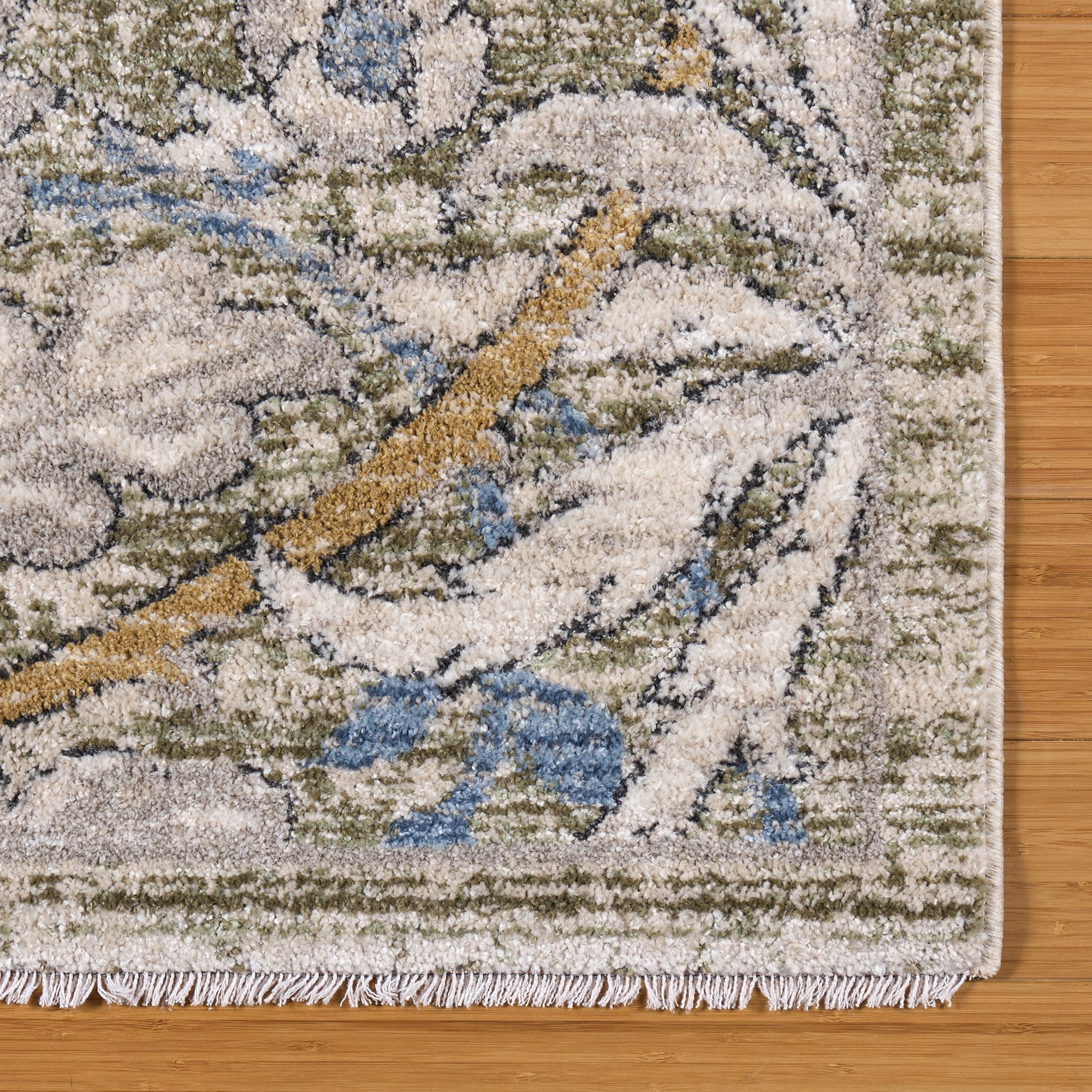 Paradis Hora Transitional Floral Green Area Rug, 2x8