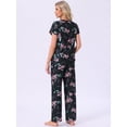 thumbnail image 4 of DARING DIVA Pajamas V Neck Top Drawstring Pants Sleepwear Lounge Sets S Black Floral, 4 of 7